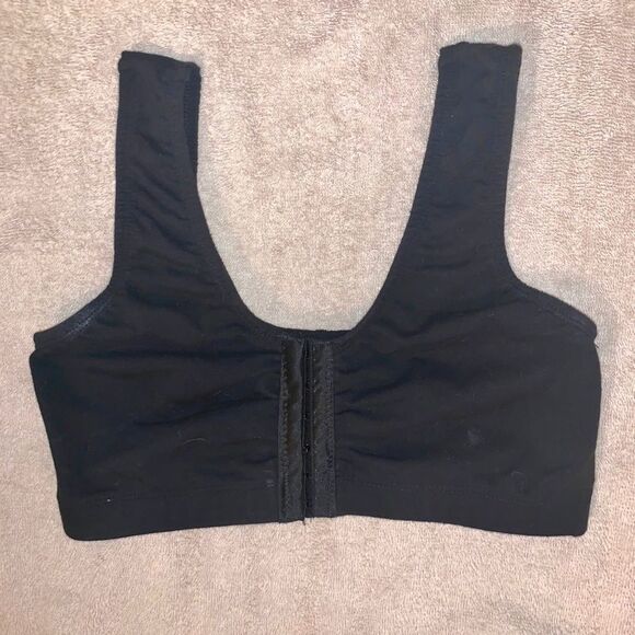 Size 32 Black Cotton Sports Bra with Hook and Eye - Picture 2 of 3